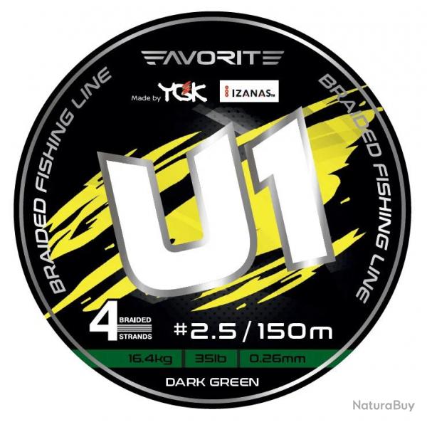 Tresse Favorite U1 Pe 150m Vert 150m 6,9kg 0,191mm