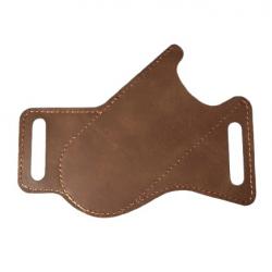 Pochette étui simili cuir pour grand couteau pliant - Marron foncé