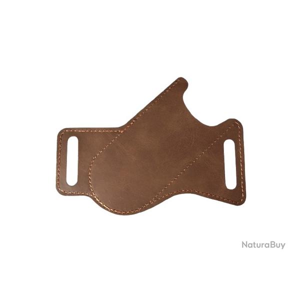 Pochette tui simili cuir pour grand couteau pliant - Marron fonc