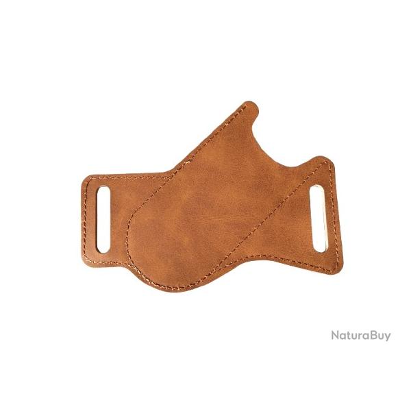Pochette tui simili cuir pour grand couteau pliant - Marron clair