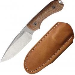 Couteau Bradford Knives Guardian 3 Lame Acier N690 Manche Micarta Natural Etui Cuir USA BRAD3FE104
