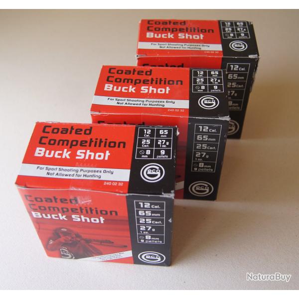 75 Cartouches calibre 12x65 Geco Coated Competition - Buck shot