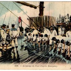 CPA -Marine Militaire  -Le Lavage du Pont ( d'après Bourgain ) - N°1676