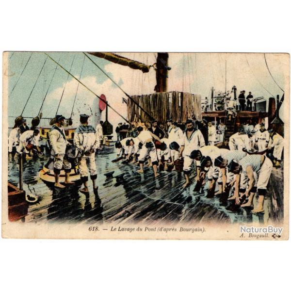 CPA -Marine Militaire  -Le Lavage du Pont ( d'aprs Bourgain ) - N1676