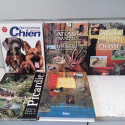 Lot de 5 livres de chasse atlas, royal canin, picardie