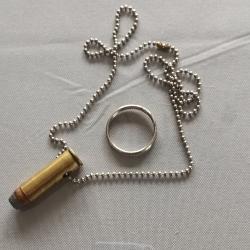 Porte clef ou collier munition demilitarisée en 454 balle 1/2 blindé