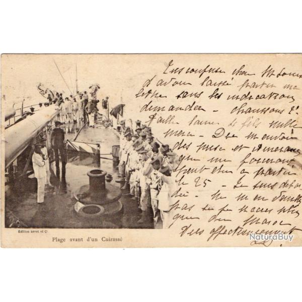 CPA -Marine Militaire  Plage avant d'un Cuirasse - N1677
