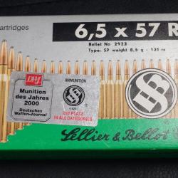 6,5X57R BOITE DE 20 CARTOUCHES SELLIER BELLOT SOFT POINT 8.5G / 131 GRAINS CALIBRE 6.5 X 57 R Catego