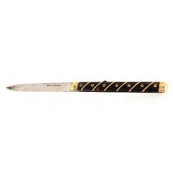 COUTEAU PLIANT DE LUXE LANGRES XVIIIème OR ET ECAILLE - GUERRE A LANGRES Collection France Très bon 