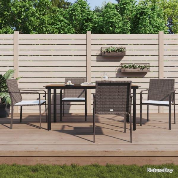 Ensemble  manger de jardin 5 pcs coussins rsine tresse acier