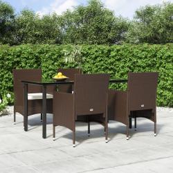 Ensemble à manger de jardin coussins 5 pcs Marron/noir