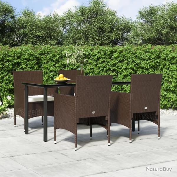 Ensemble  manger de jardin coussins 5 pcs Marron/noir