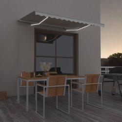 Auvent manuel rétractable avec LED 350x250 cm Crème