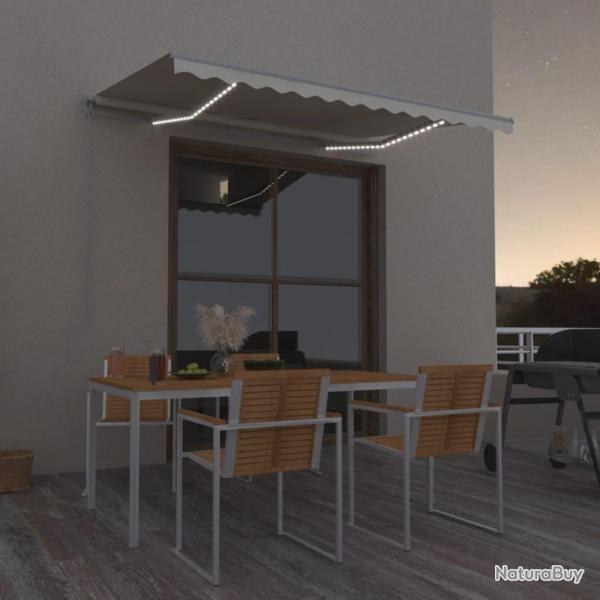 Auvent manuel rtractable avec LED 350x250 cm Crme