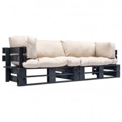 Canapés de jardin palette 2 pcs avec coussins sable Pinède