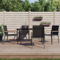 Ensemble à manger de jardin 5 pcs noir textilène et acier