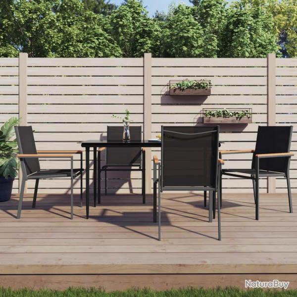 Ensemble  manger de jardin 5 pcs noir textilne et acier