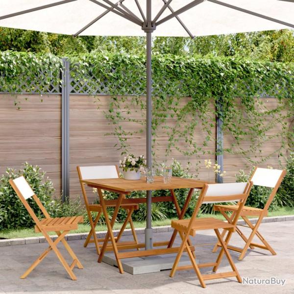Ensemble  manger de jardin 5 pcs blanc crme tissu bois massif