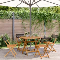Ensemble à manger de jardin 5 pcs résine tressée et bois massif