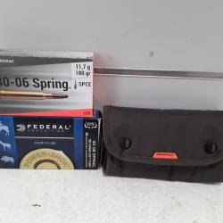 Lot de 60 balles diverses cal.30-06spr + sacoche