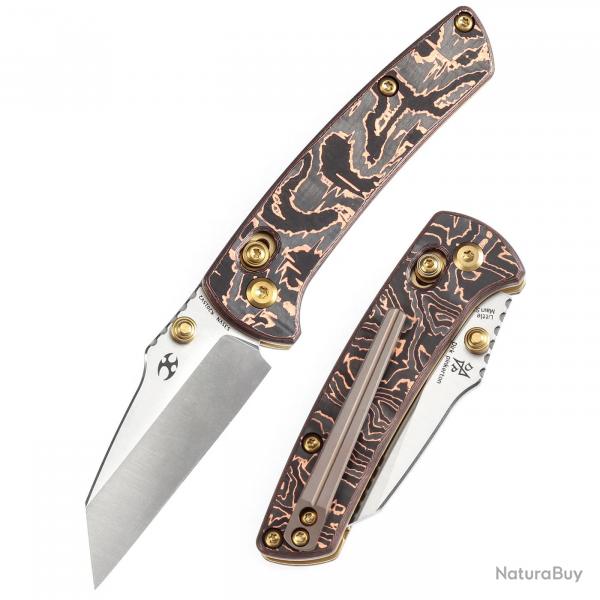 Couteau Kansept Little Main Street Lame Wharncliffe Acier S35VN Manche Cuivre/FCarbone K2015V2