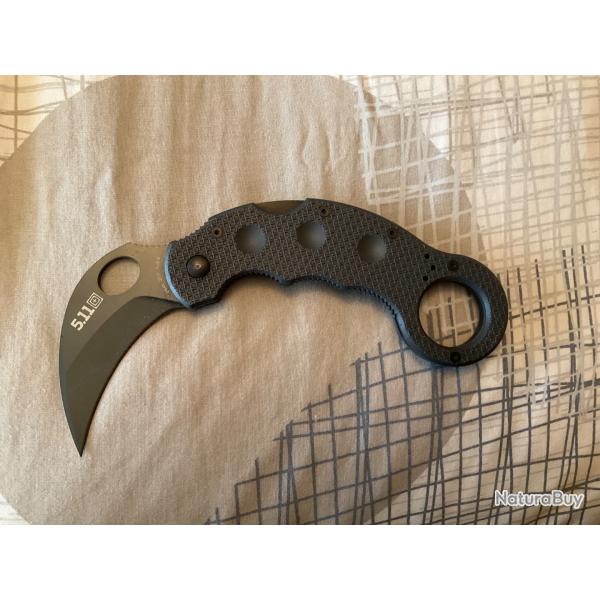 VEND COUTEAU PLIANT KARAMBIT 5.11 TACTICAL BLACK HANDLR TARANI KNIFE SRIES
