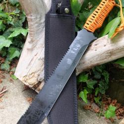 Bowie Machette Couteau Bushcraft Survie Lame Acier Inox Manche Paracorde Etui Nylon Trekking Alaska