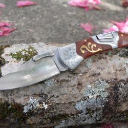 Couteau Gentleman Lame Acier Inox Manche Bois Style Navaja Sécurité Lockback Columbia 001