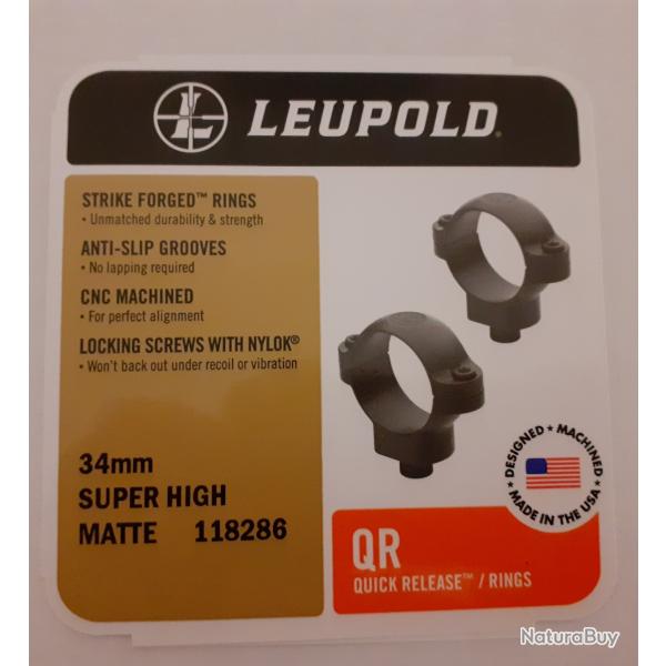 collier LEUPOLD QR diam 34 mm super haut
