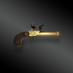 Pistolet de marine à coffre, à silex Belgique, XIXème siècle