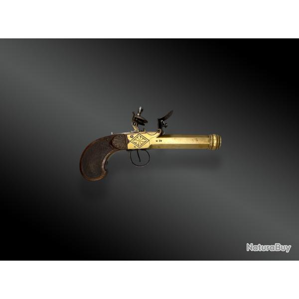 Pistolet de marine  coffre,  silex Belgique, XIXme sicle