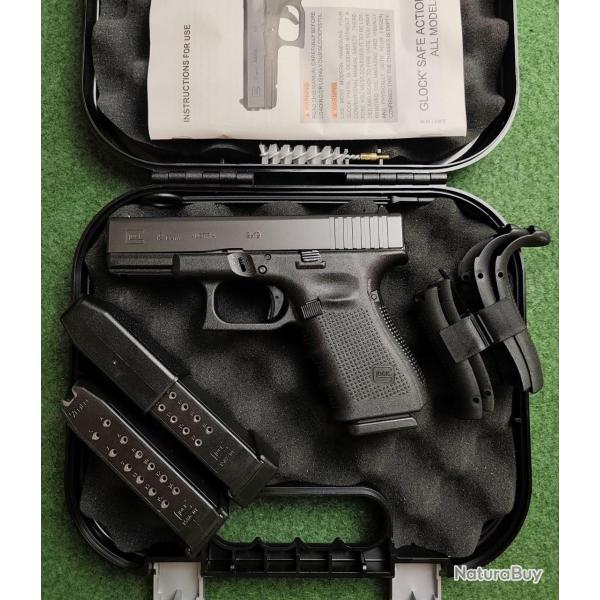 Pistolet semi-automatique GLOCK 19 Gen 4 - Cal. 9x19 - Mallette, 3 chargeurs (Occasion bon tat gn