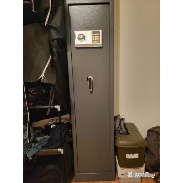Coffre forte armoire longue rtelier 5 armes plus bote rangement munition