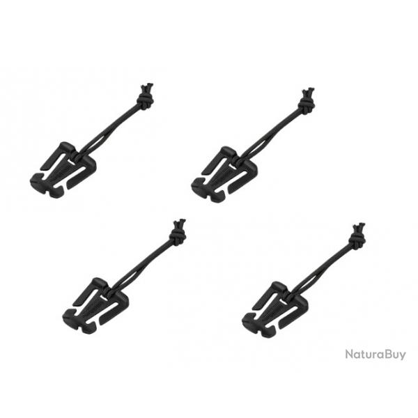 Cordon lastique boucle - Molle - Noir - x4