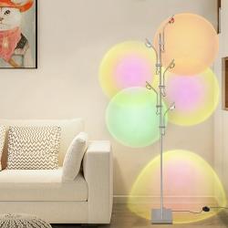 Lampadaire sur Pied Salon Projecteur RGB 5 Têtes d'éclairage Réglables Lumière d'Ambiance LED 3000K,