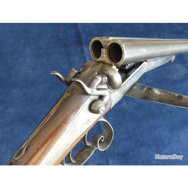 Bon fusil de chasse  chien extrieur juxtapos systme Lefauchueux  ( stphanois) fin XIXe