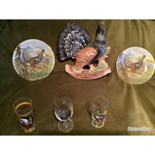 Ensemble grand ttras avec bouteille en barbotine -RARE-