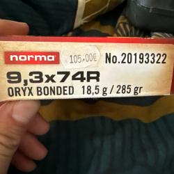 Munition 9,3x74R. Oryx bonded 18,5/285gr