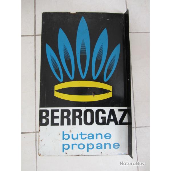 Plaque publicitaire Berrogaz double face 1960