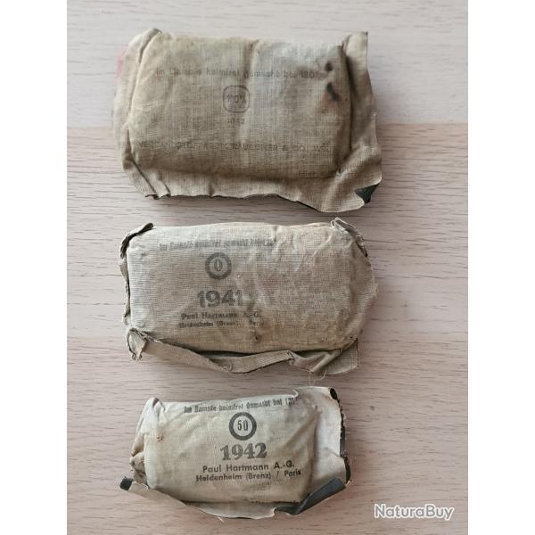 Lot 3 pansements allemands WW2 1941 1942