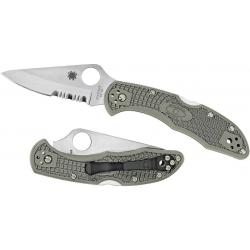 Couteaux SPYDERCO delica 4 gris semi dentée