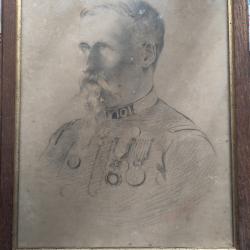 Portrait au crayon d'un officier du 101eme régiment d'infanterie signée et daté de 1873