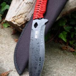 Couteau de Brousse Harpoon Lame Acier 3Cr13 Manche Corde Etui Nylon Idéal pour la Survie & la PêcheA