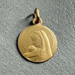 Pendentif neuf or massif 18 carats - Marie et l'enfant - Chrétien - médaille