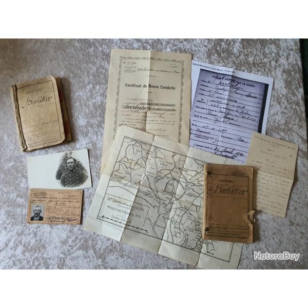 Ensemble 2 livrets militaires 2 frres certificat bonne conduite 27me chasseurs  pieds dcd aot 14