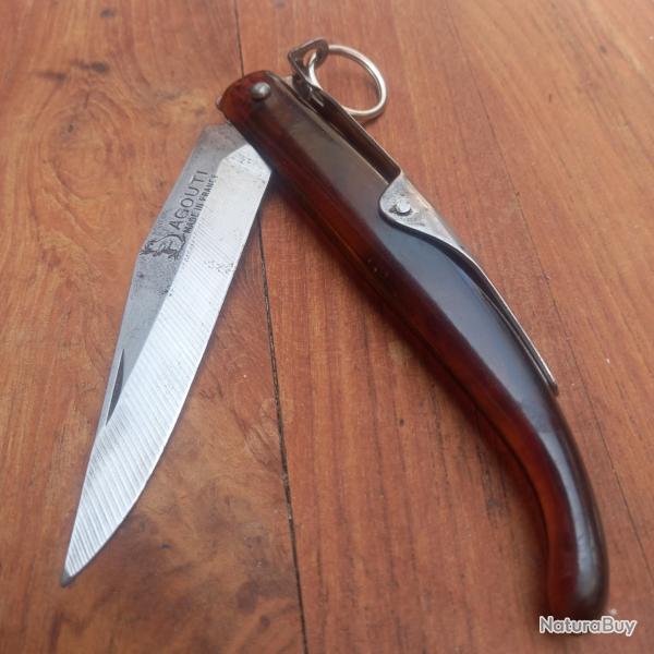 Joli Couteau  palme AGOUTI MADE IN FRANCE Manche en Rsine