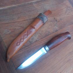 Couteau PUUKKO BRUSLETTO avec Fourreau en cuir Manche en Bois
