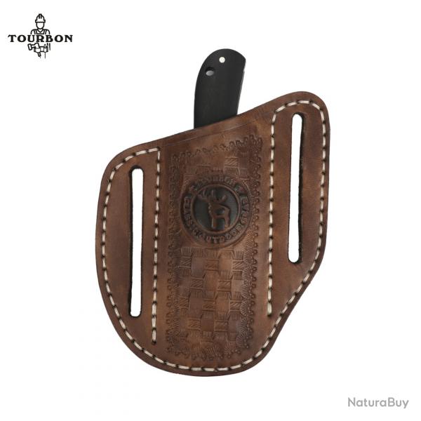 Tourbon-Gaine de poche en cuir EDC pour couteau pliant
