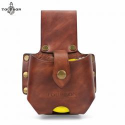Tourbon-Grand support de ruban à mesurer en cuir véritable