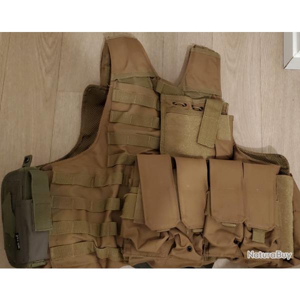 Gilet tactique ,  porte plaque airsoft avec poches molles Miltec